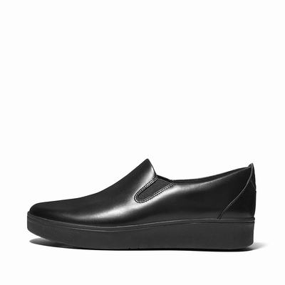 Fitflop Rally Slip-On Leather Slip On Dames Zwart Nederland-70925